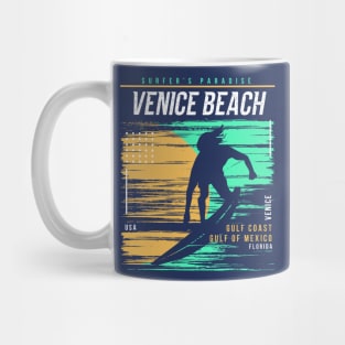 Retro Surfing Venice Beach, Florida // Vintage Surfer Beach // Surfer's Paradise Mug